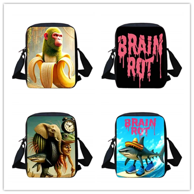 Cartoon Brain Rot Insulated crossbody Tote Bags For Travel Food Storage Bag Portable Thermal Cooler crossbody bags