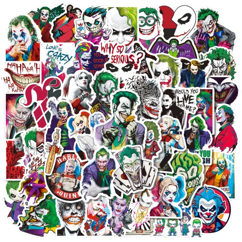 50pcs Joker and Harley Quinn Stickers Suitcase Water Cup Stationery Mobile Phone Scooter Laptop Refrigerator Decoration Stickers