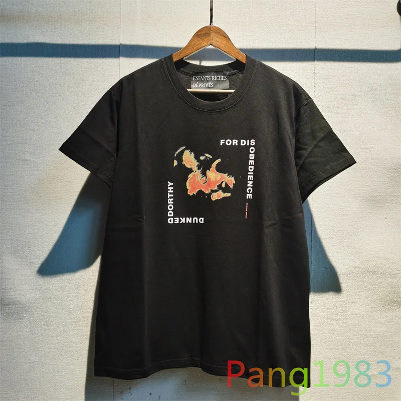 

Retro Black ERD T-shirt Men Women Vintage Washed Versatile T Shirt Casual Short Sleeve Tees Couples