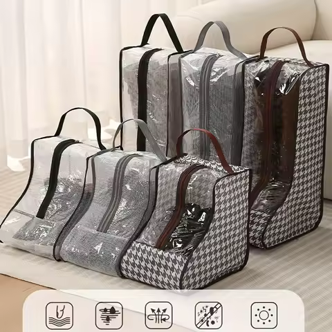 1/2/3/4 Pieces Of Thousand Bird Grid Shoe Storage Bag Transparent Dustproof And Moisture-proof Shoe Boot Protective Cover