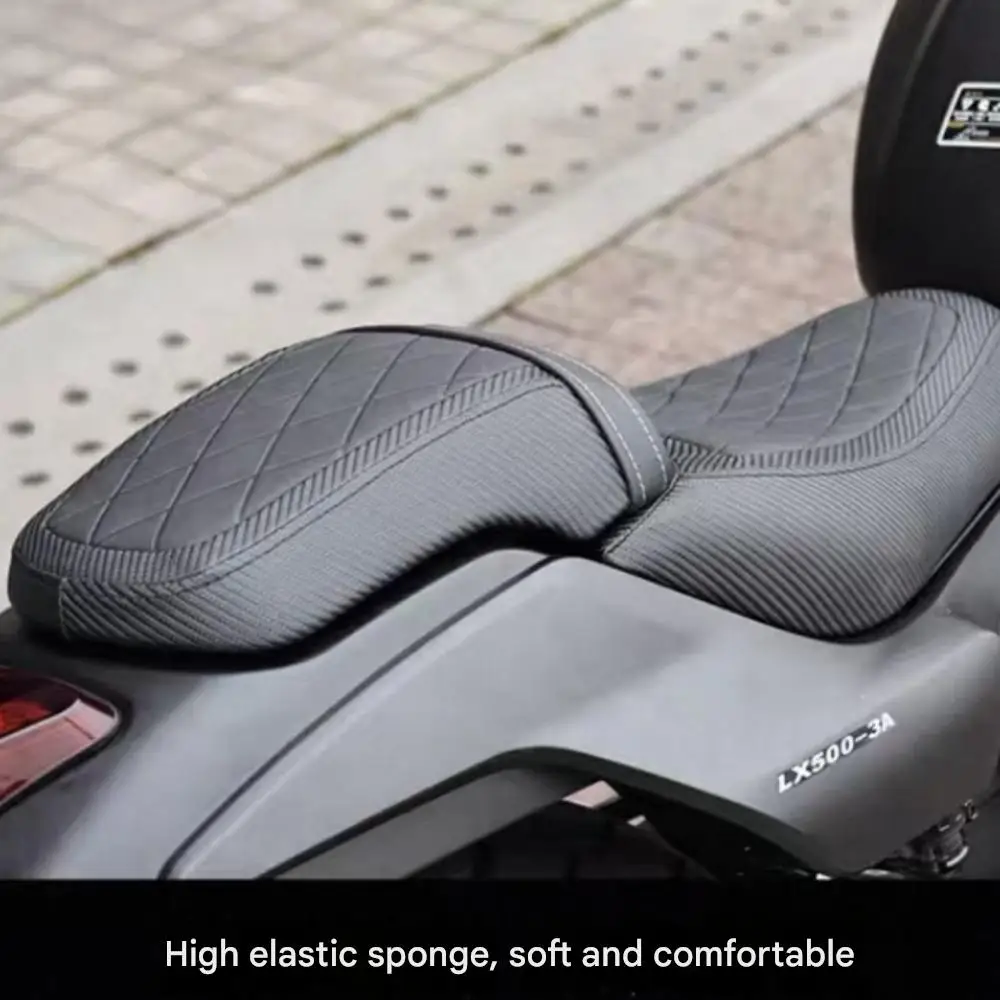 For VOGE CU525 Modified Seat Cushion, Thickened High-resilience Foam, Anti-slip Waterproof Cover, Widened Rear Passenger Seat