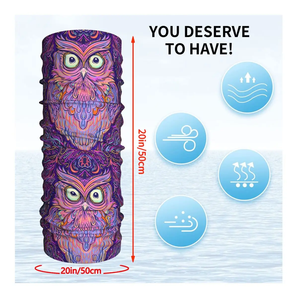 Cute Abstract Owl Thin Bandana Neck Gaiter Wrap Scarf Headband Neck Cover