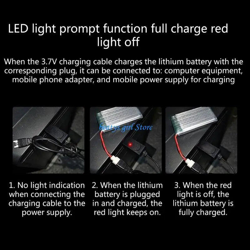 

C7AB USB Charging Cable 3.7V 500mAh Output with LED for Various Battery Types