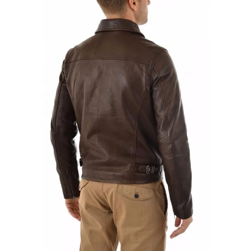 Men's Real Leather Classic Brown Jacket 100% Soft Lambskin Leather Retro Jacket