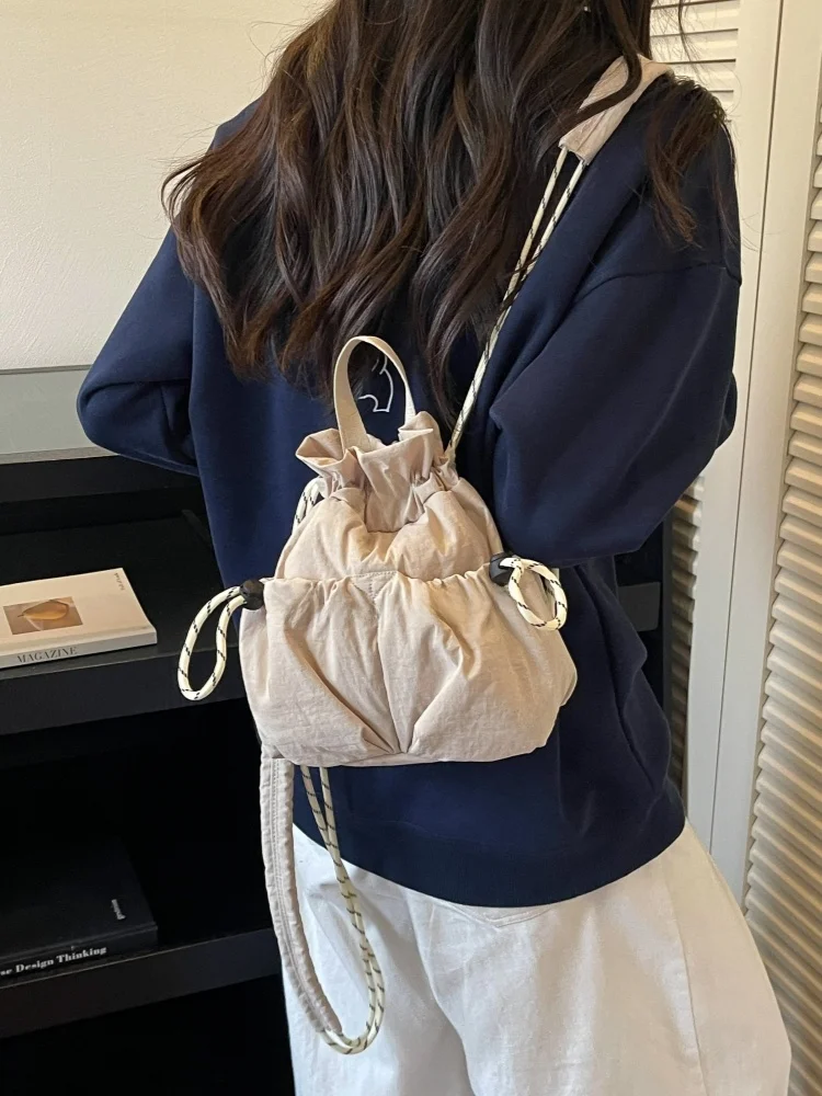  Drawstring Casual Sports Backpack Lightweight Commuter Travel Bag Unisex Versatile Soft Polyester Material 22x10x23cm