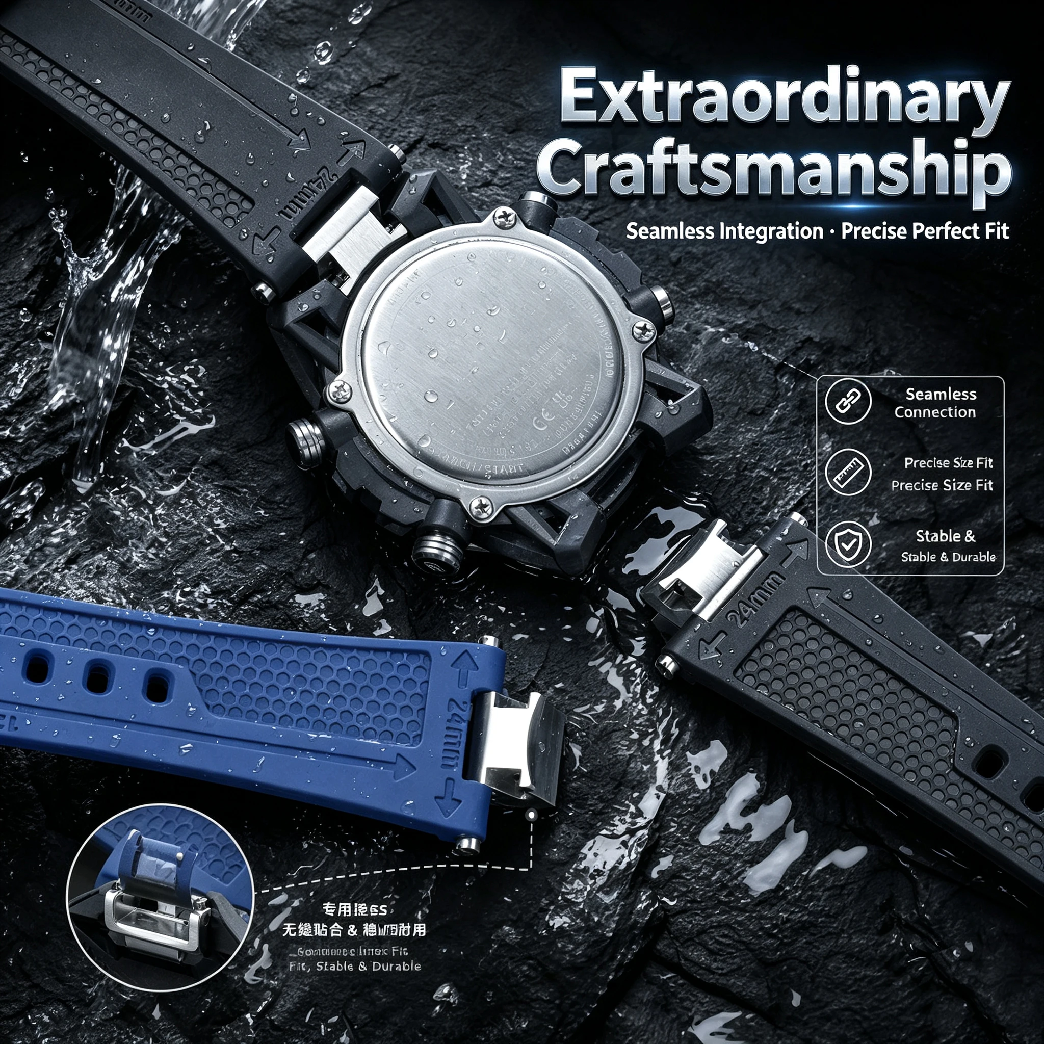 Modified Fluororubber Strap For Casio EDIFICE ECB‑2000 EFS‑S641 Waterproof Flexible Sport Replacement Wristband Watch Accessorie view 2