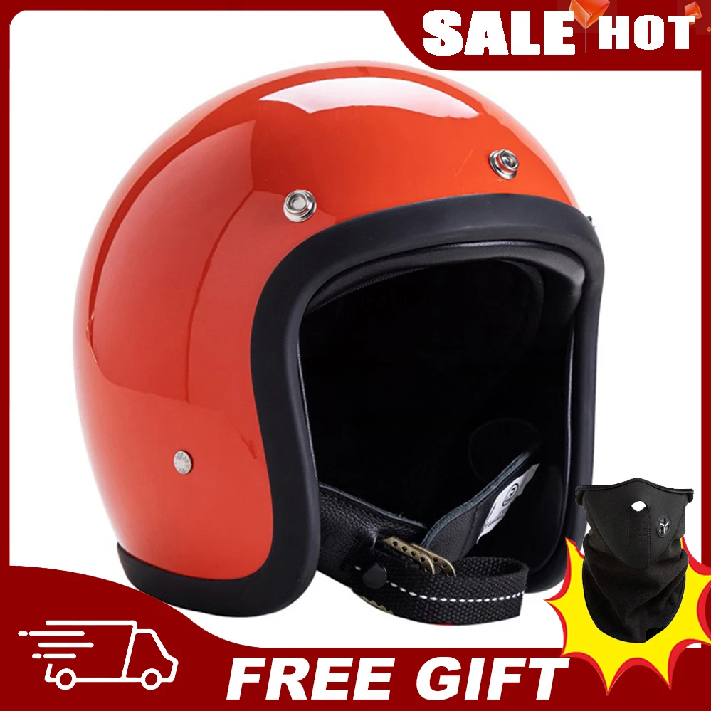 

TT&COCASCO Classic Vintage Fiberglass Motorcycle Helmet Cafe Racer Street Touring Casque Kask Moto Capacetes Chopper Style Helm