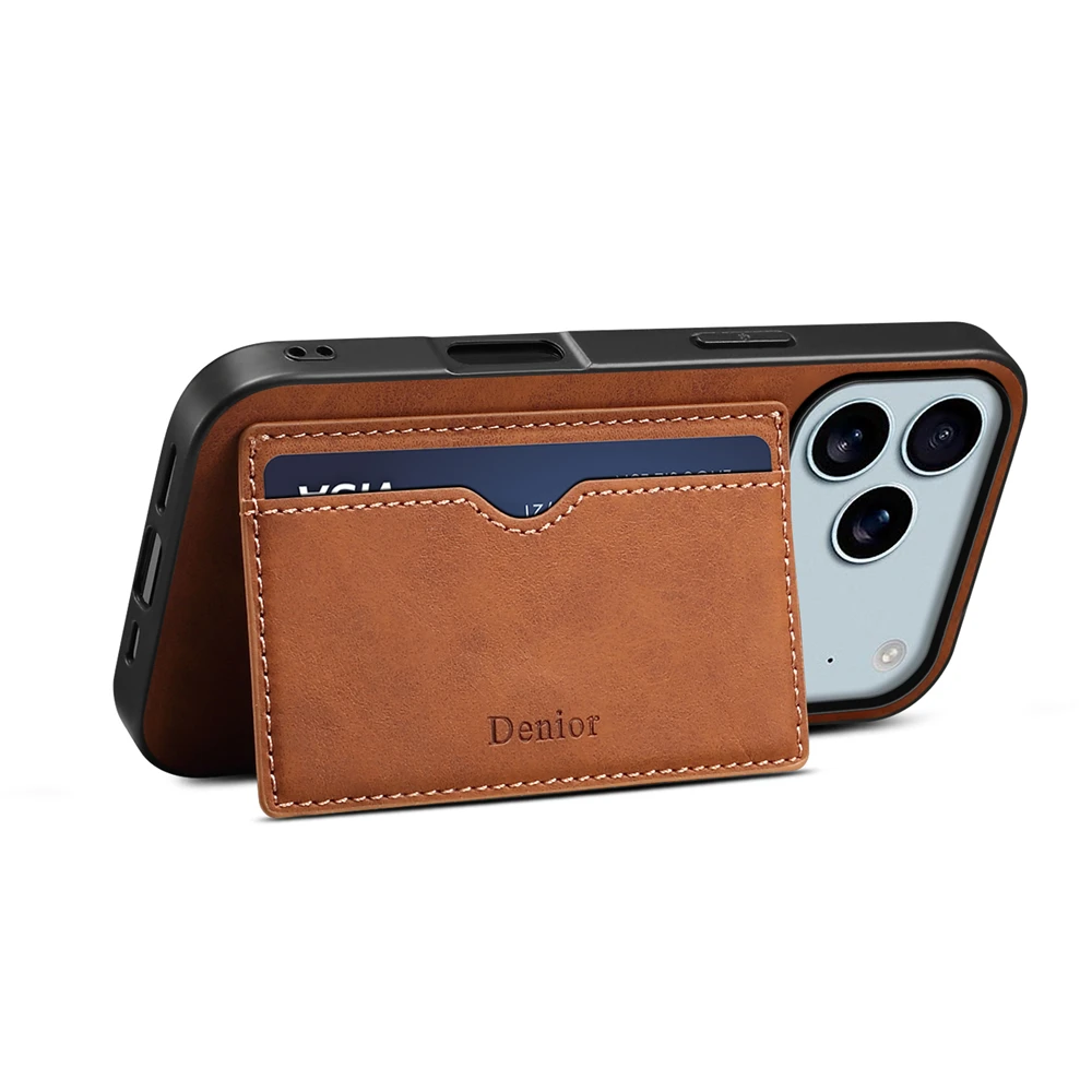 เคสโทรศัพท์หนังแม่เหล็กแบบหรูหราพร้อมช่องใส่บัตร ดีไซน์เรโทร ผิวด้าน สำหรับ iPhone 17 PRO MAX 17 AIR 16 PRO MAX 16 PLUS 16E