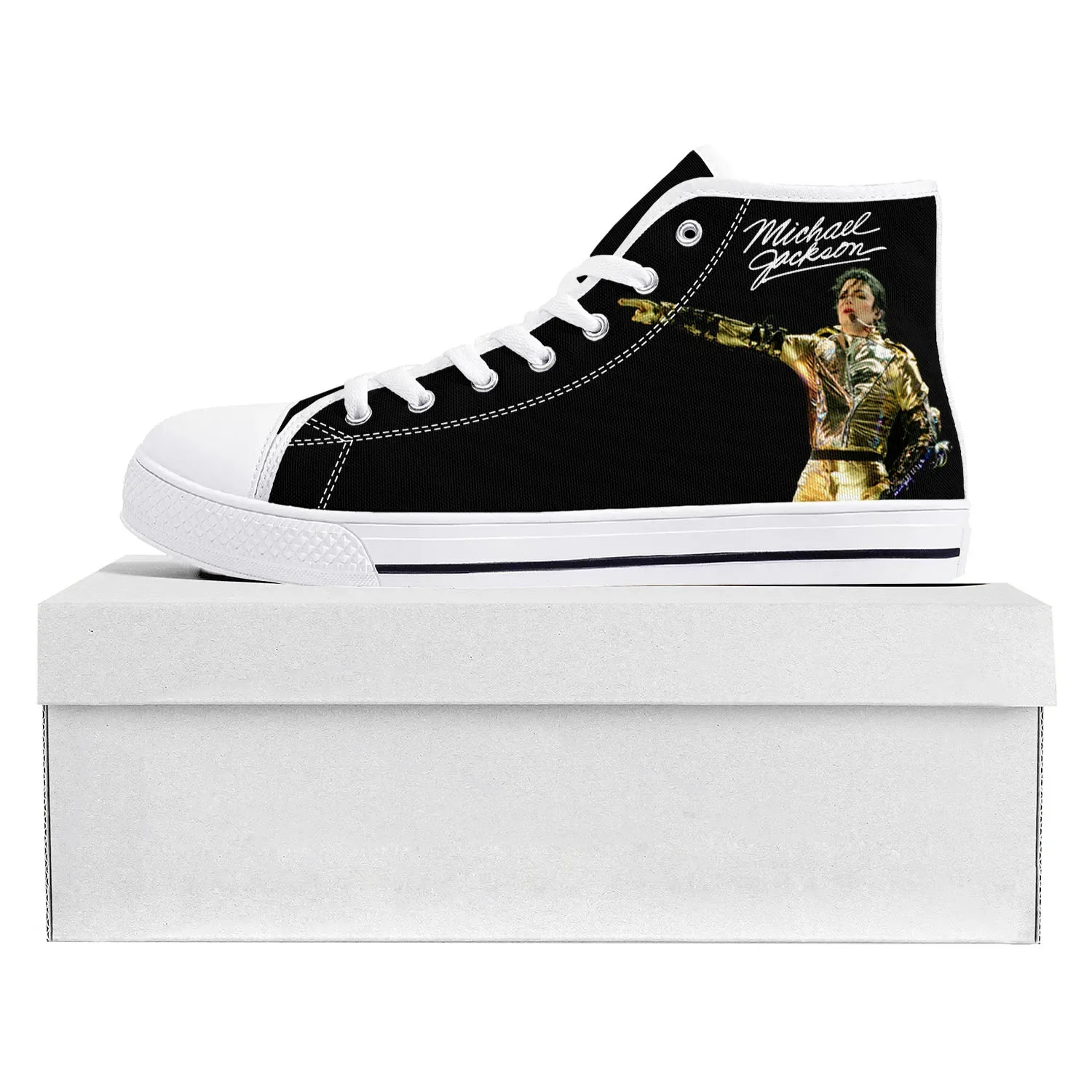 Michael Jackson Pop Singer Dancer High Top High Quality Sneakers Mens Womens Teenager Canvas Sneaker Couple Shoe Custom Shoe