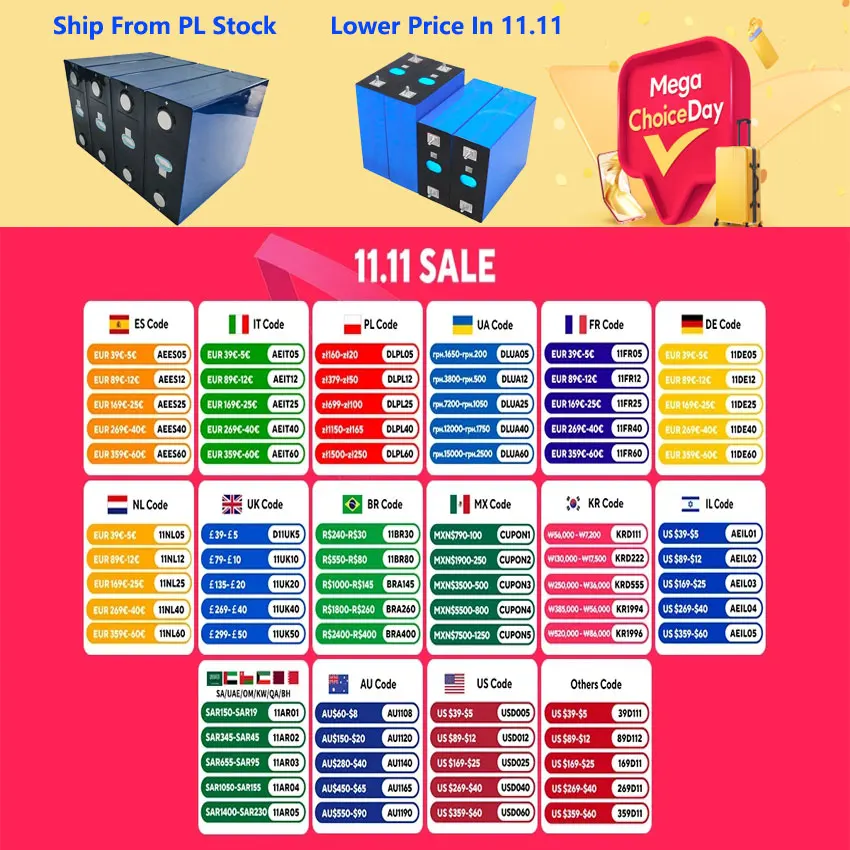 EVE LiFePO4 Battery Cell 3.2V 105AH 314AH 280AH QR Code 4000+ Cycle Brand New 12V 24V Lithium Iron Phosphate Battery with Stud