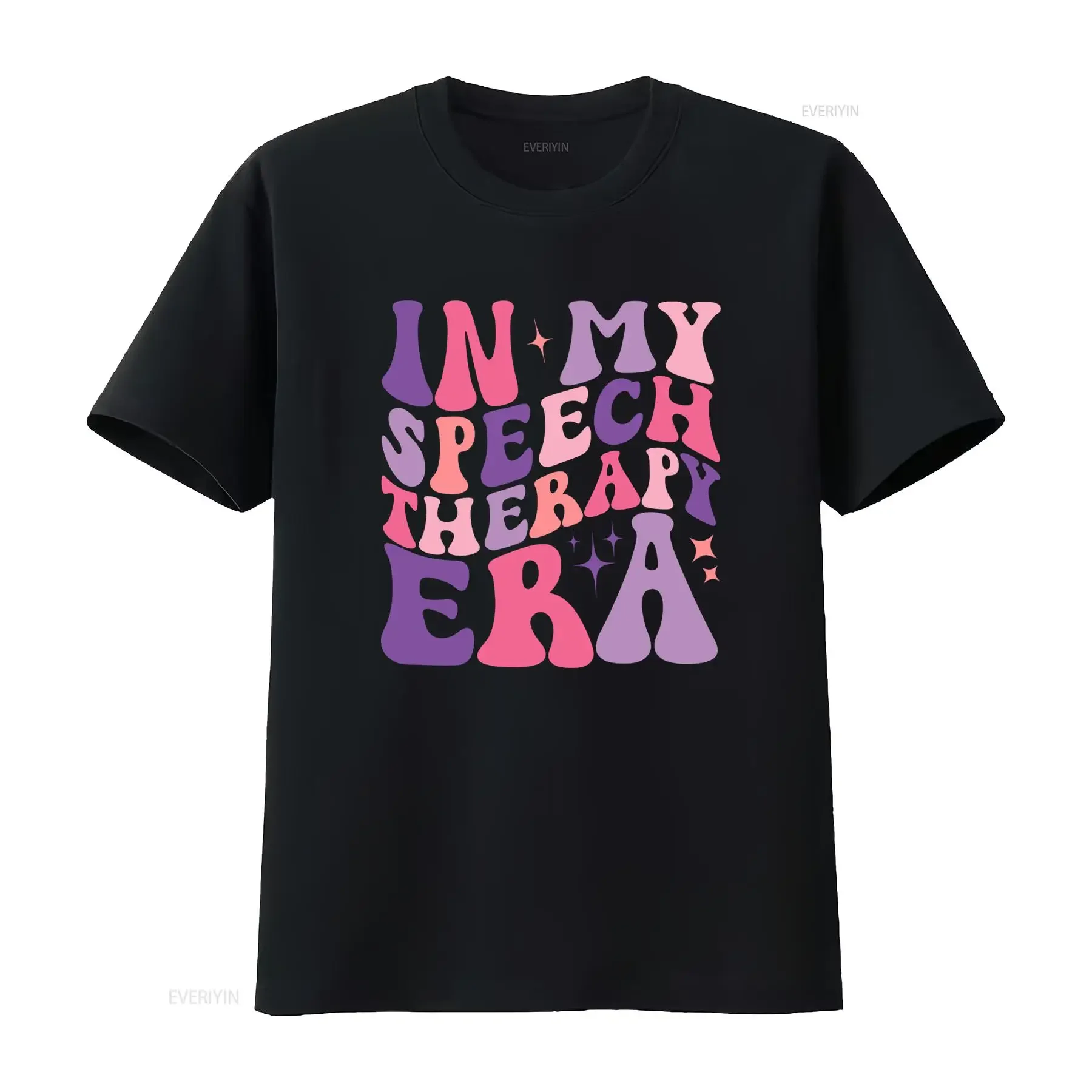 Retro Groovy In My Speech Therapy Era Slogan Print Casual T Shirt vintage Washed Top For Everyday Wear graphic streetwear
