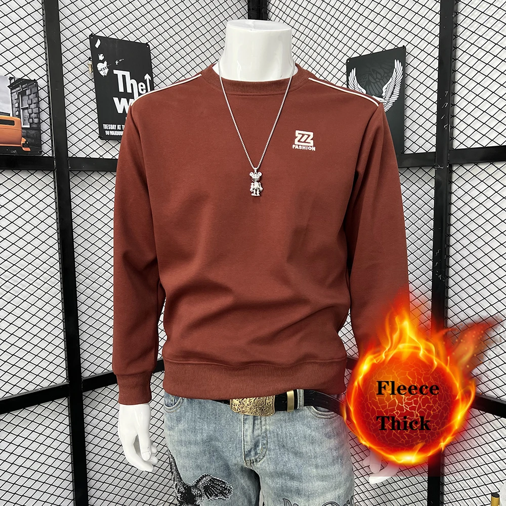 

Men's Simple Hoodie Casual Winter New Fleece Sweatshirt Fashion Versatile Retro Youth Homme Pullover O-Neck Base Shirt Clothing