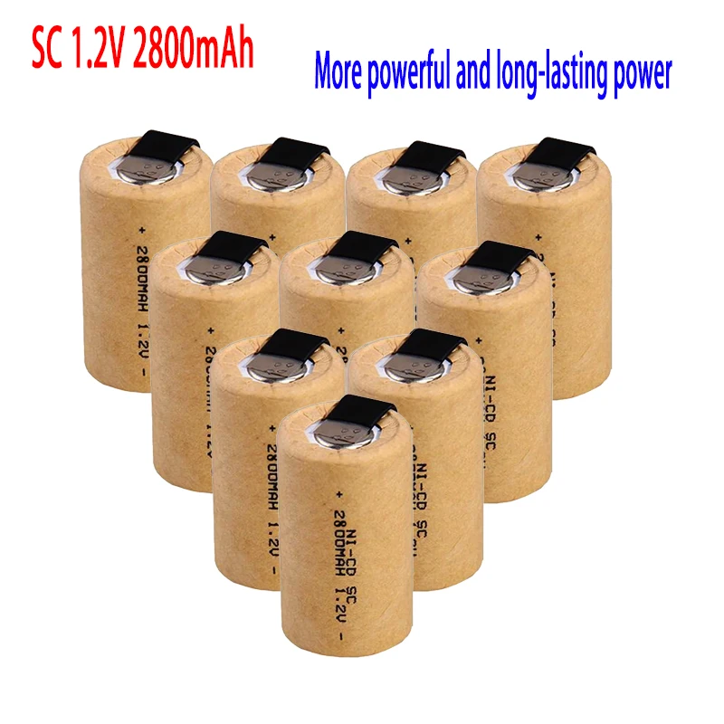 Original Screwdriver Electric Drill SC Batteries 1.2V 2800mah SC Ni-Cd Rechargeable Battey with Tab Power Tool NiCd SUBC Cells