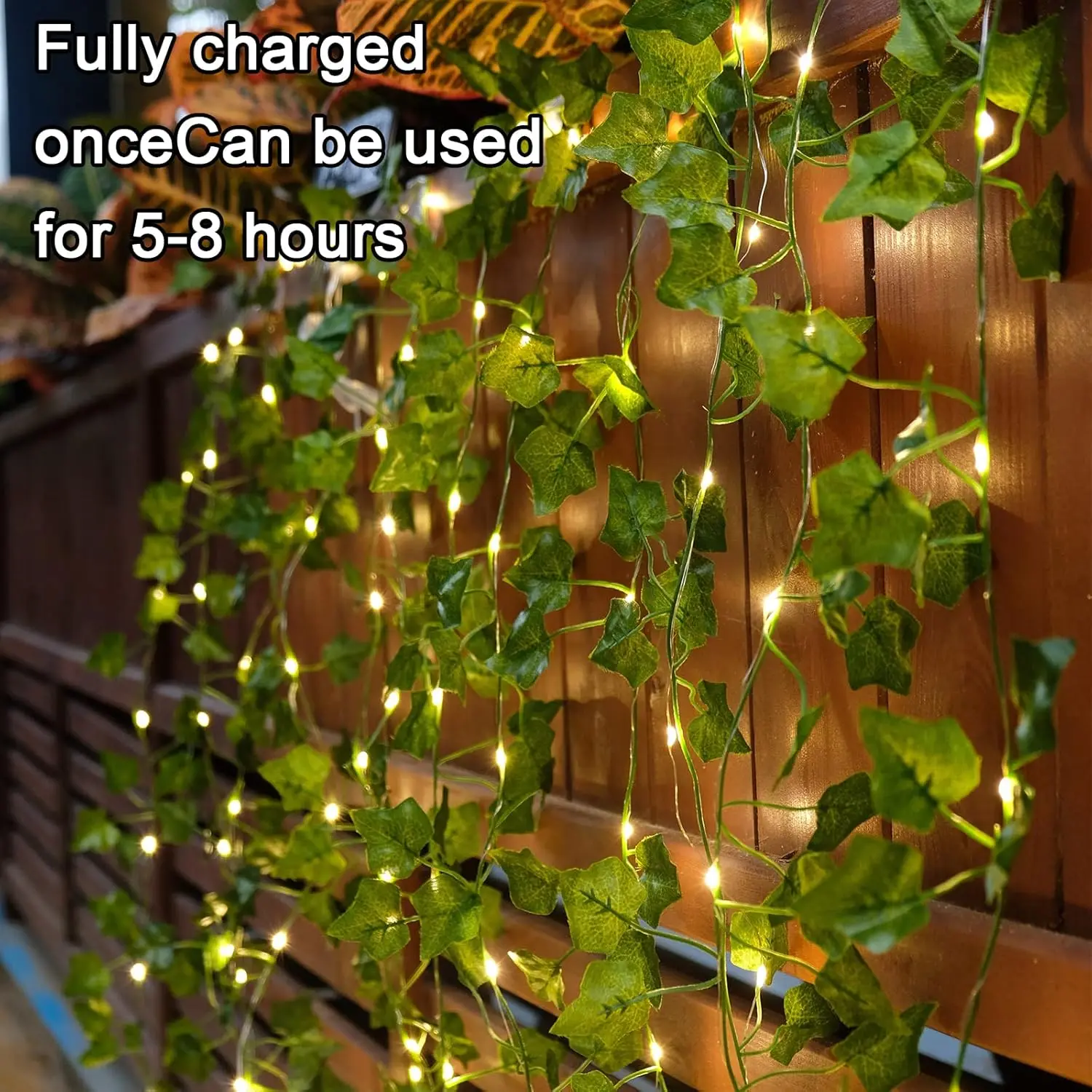 Solar LED String Lights, Artificial Ivy Leaf Lamp Fake Vine Garland 8 Modes Waterproof Maple Leaves Solar Powered Patio