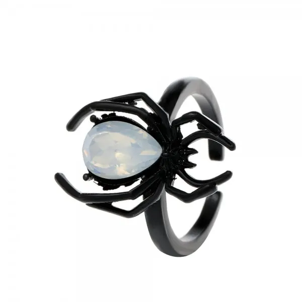 Gothic Punk Unregelmäßige Spinne Öffnung Ring Frauen Männer Mode Zirkon Schwarz Kristall Dark Tier Ring Hip Hop Party Finger Schmuck – Detail 31