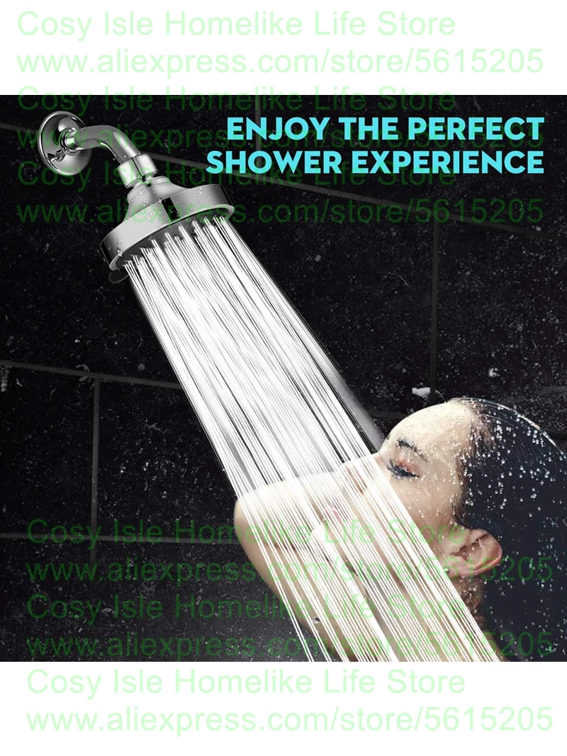 High Pressure Shower Head 4 Inch 5 Modes Adjustable Rainfall Shower Head Spray Nozzle Wall Universal Mounted Bathroom Accessory