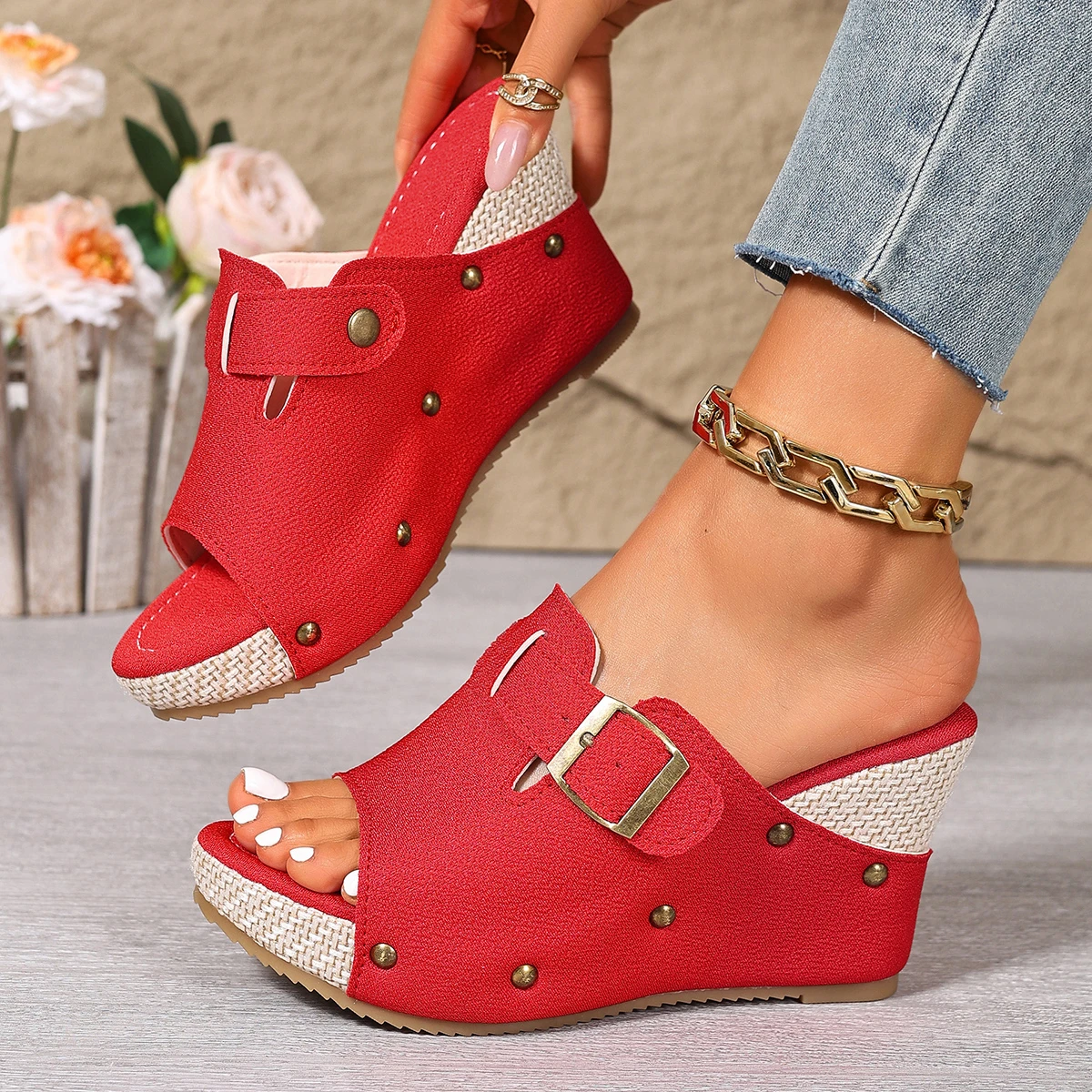 

9cm Chunky Platform Sandals Women Summer Plus Size 43 Height Increaseing Sandals Woman Thick Sole Wedges Sandalias De Mujer