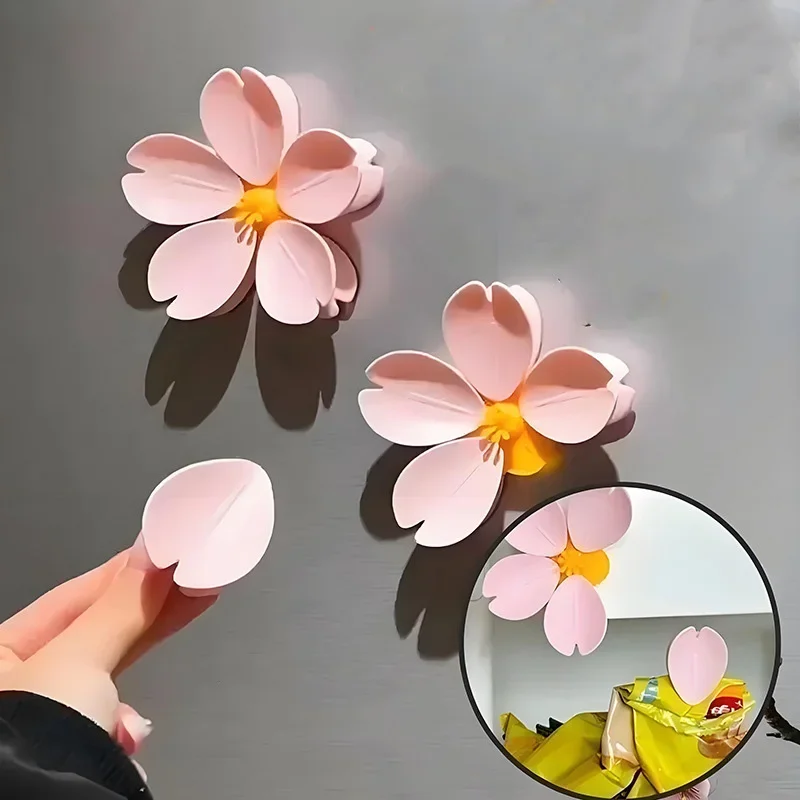 2PCSMagnetic Bag Sealing Clips Flower Shaped Food Storage Snack Bag Clips Refrigerator Magnet Kitchen Package Closure Organizer
