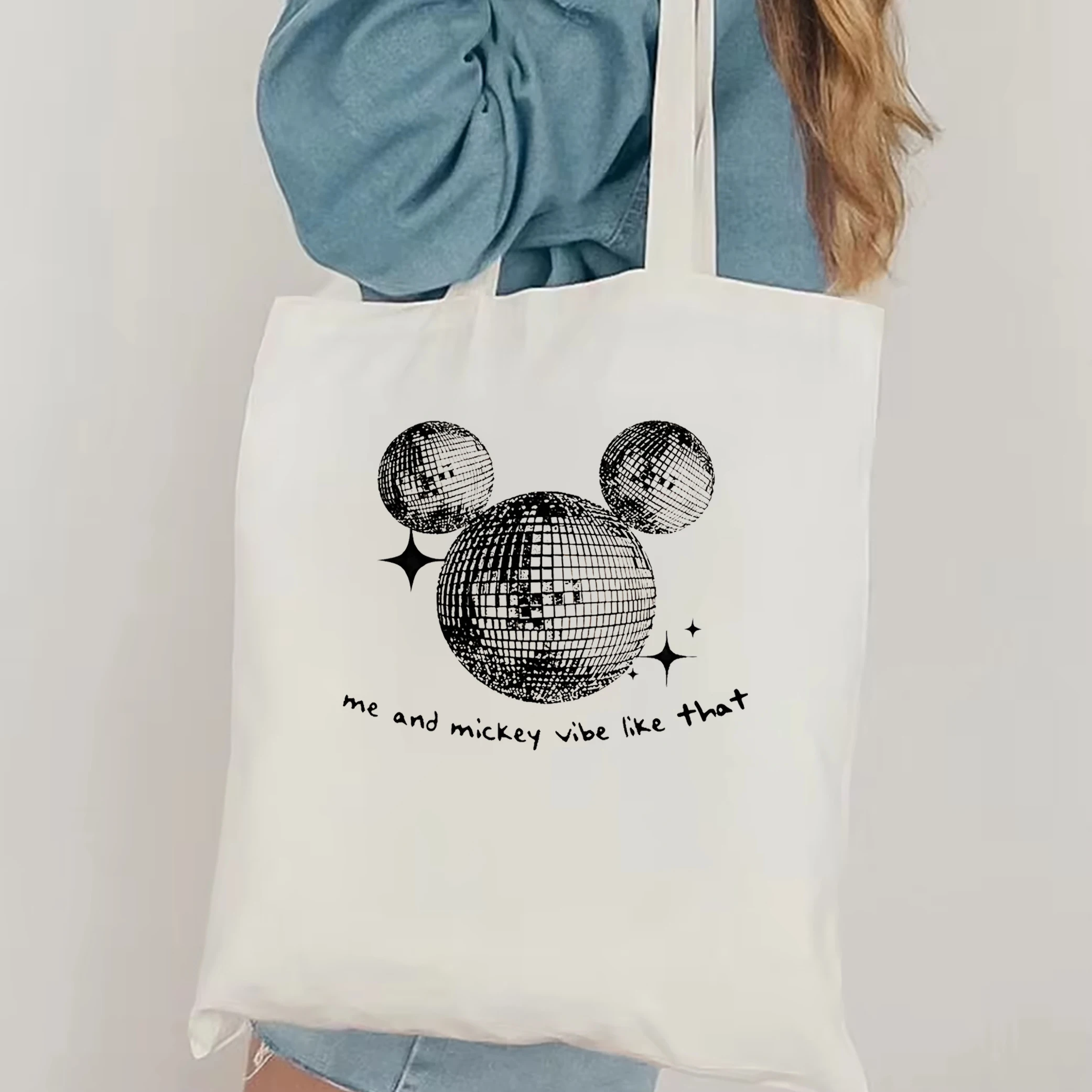 Me and Mickey Vibe Like That Fun Canvas Bag Disneyland tote bag Theme Park Orlando Magic Disco Ball Eras Mickey Mouse tote bag