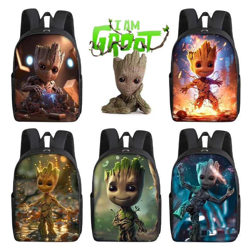 Marvel Groot Disney Backpack Movie Cartoon Print School Bag Student Supplies Fashion Men Women Office Storage Knapsack Cute Gift