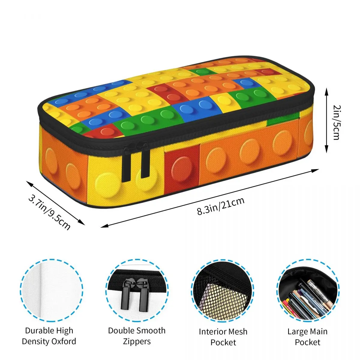 Building Blocks Construction Brick Pencil Cases for Student Pen Box Pencil Bag Large Storage Pencil Pouch Pen Holder