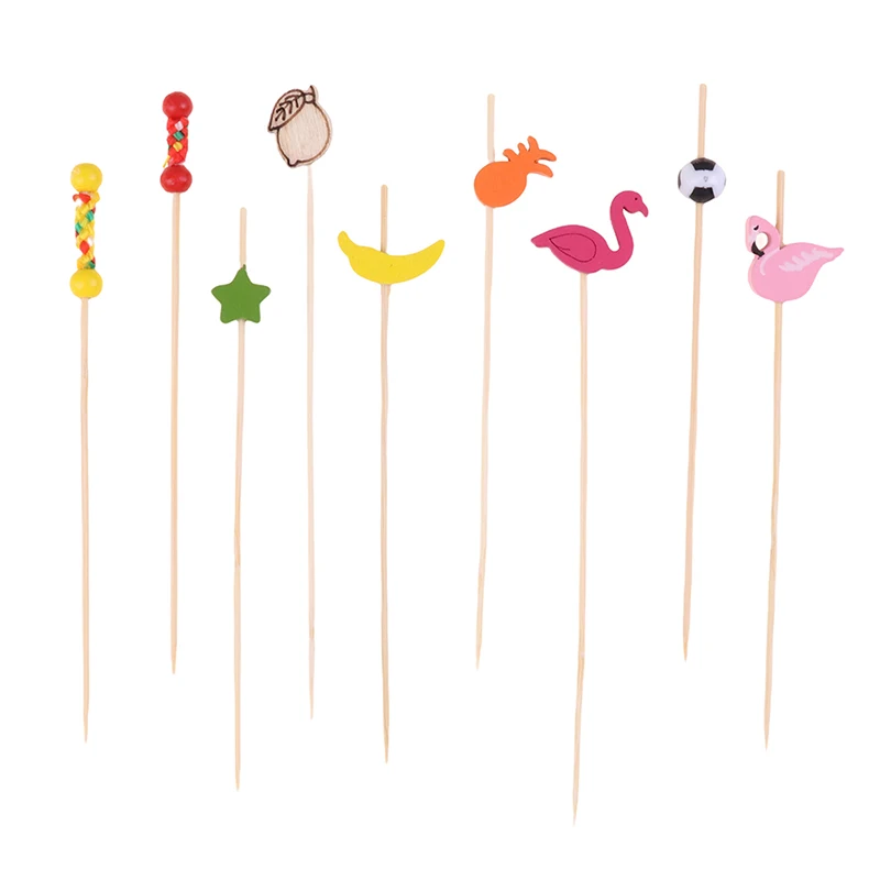 100Pcs Disposable Bamboo Skewers Food Picks Buffet Cupcake Fruit Fork Party Cake Dessert Salad Vegetable Sticks Toothpick Skewe