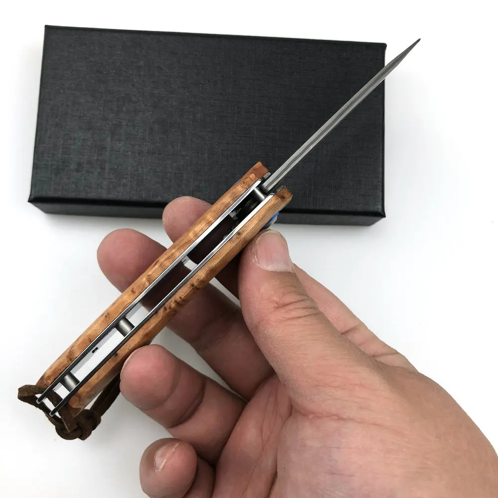 Trskt Damasco Coltello tattico Coltelli da campeggio Flipper Pieghevole Coltello da caccia di sopravvivenza Tasca Edc Strumento Manico in legno Dropshipping