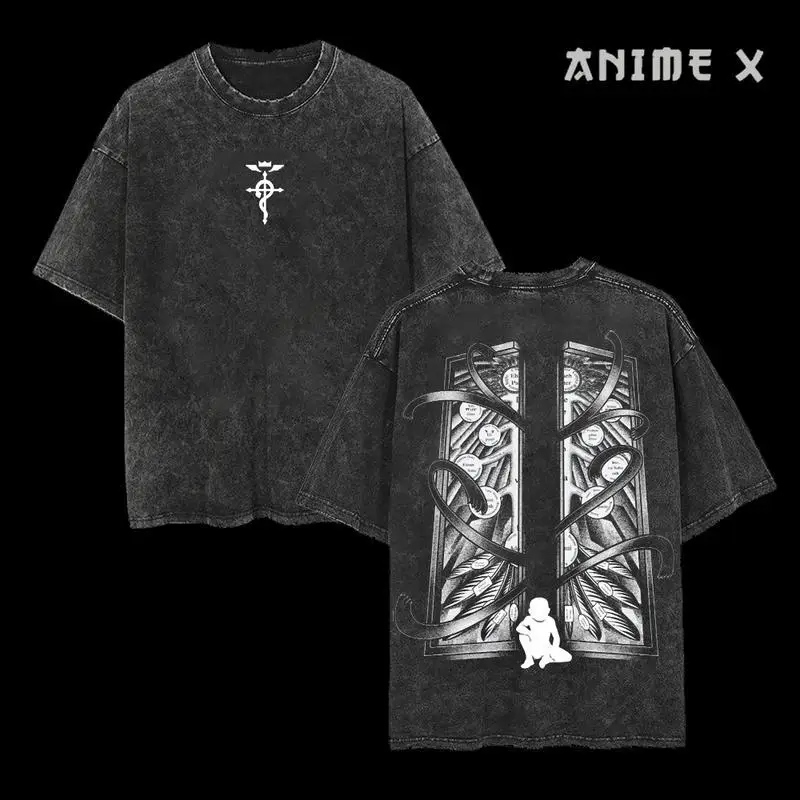 

Стальной алхимик, аниме, ретро футболка для мужчин и женщин, винтажная футболка высокого качества, хлопковая футболка с короткими рукавами, модные мягкие дышащие топы