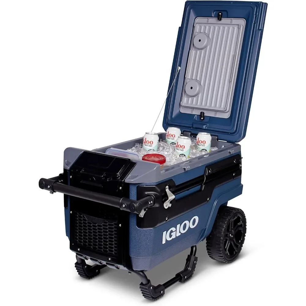 70 Qt Premium Trailmate Wheeled Rolling Cooler, Rugged Blue