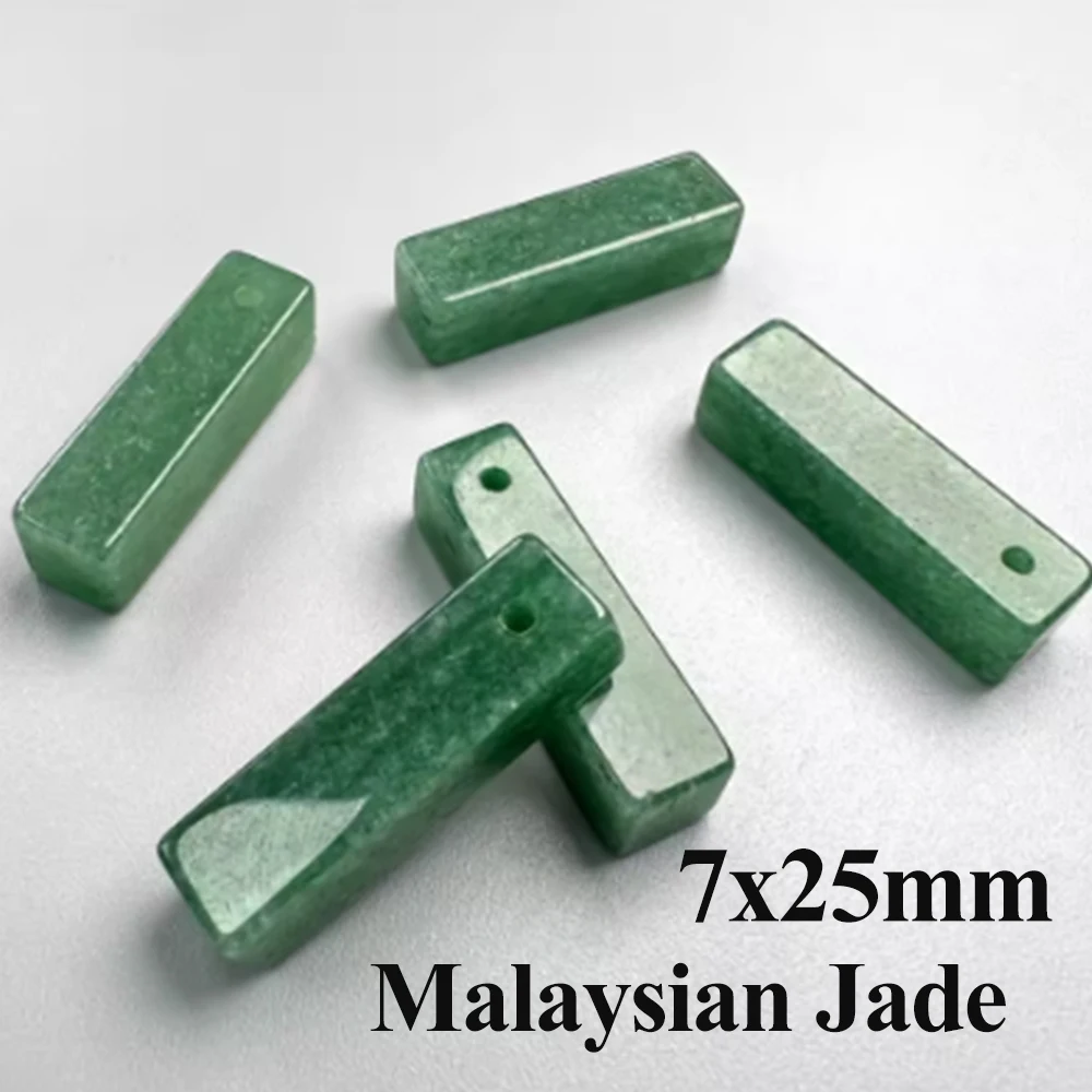 

Charms Natural Stone Pendant Rectangle Malaysian Jade Rose Quartz Pendant for Making DIY Jewerly Necklace Bracelet 7x25mm 5pcs
