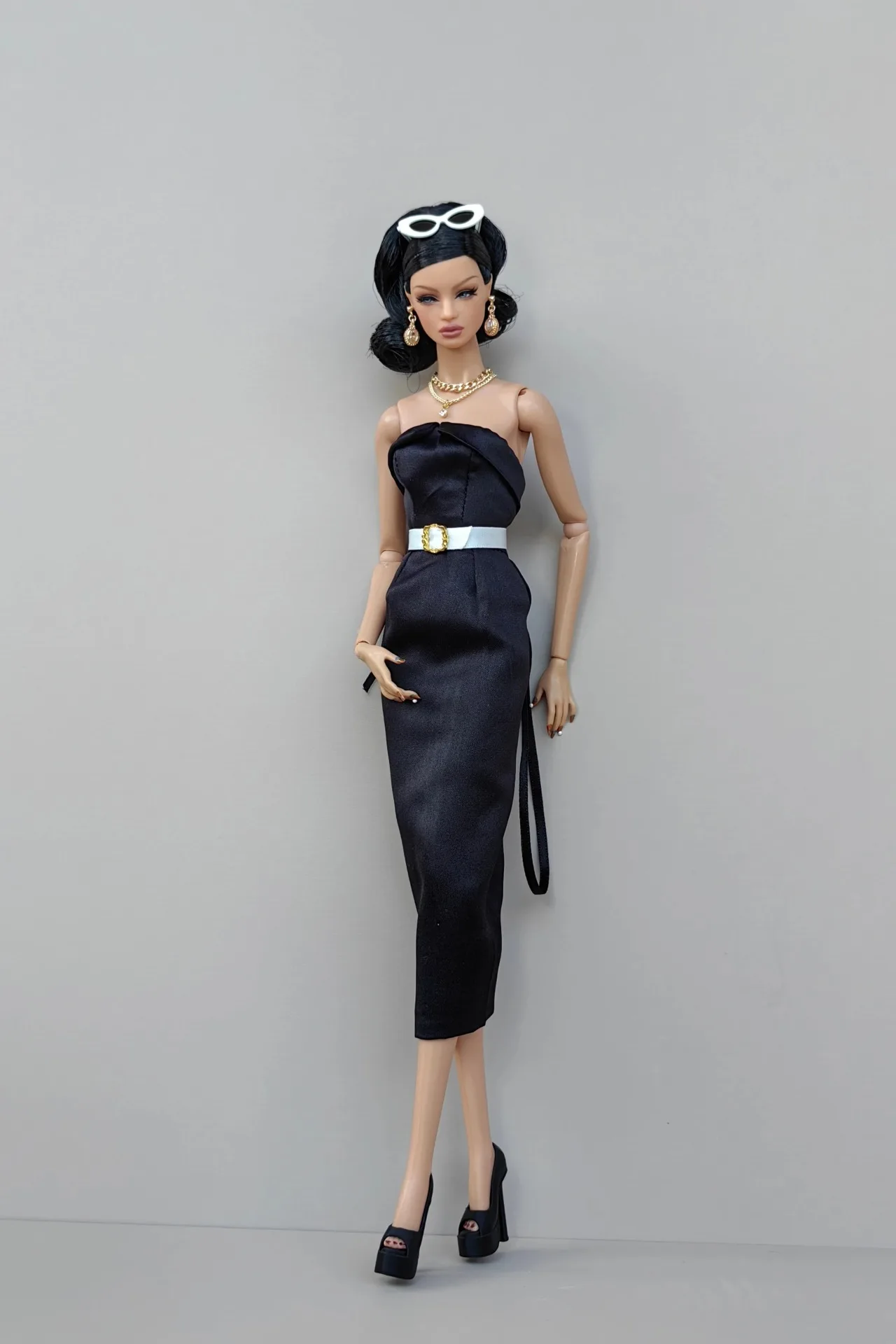 1/6 Doll Clothes Accessories Elegant Satin Fitted Evening Gown Premium Suit Dress +Luxury Shawl For 30cm FR Babi Supermodel Doll