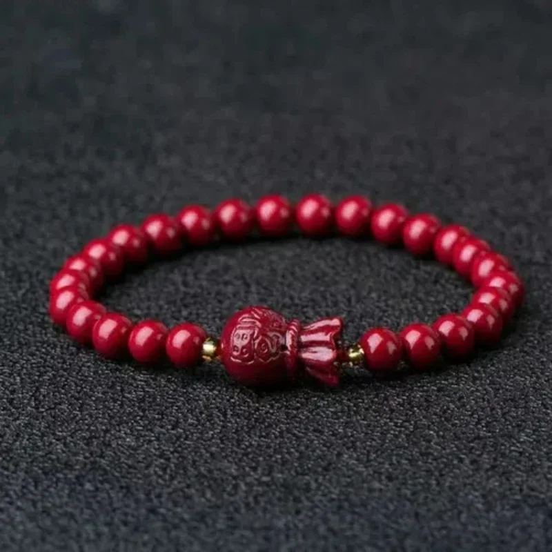 Rose Lucky Beads Real Cinnabar Bracelet Female Attracting Luck Fortune Birth Year Charm Handstring Jewelry Gifts for Girlfriend