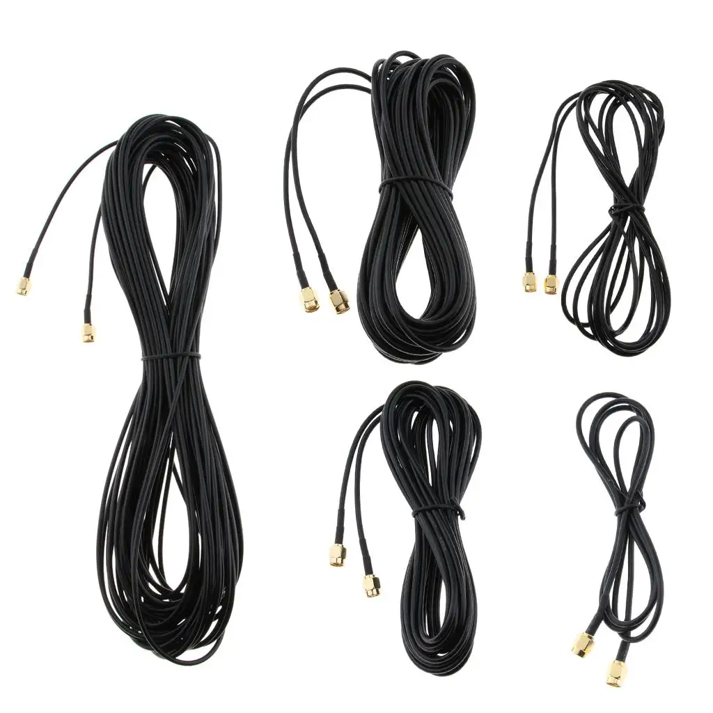 RP SMA Extension Cable RG174 Coaxial Male Plug Adapter Connector for Wifi Router Outdoor Wireless Network Antenna