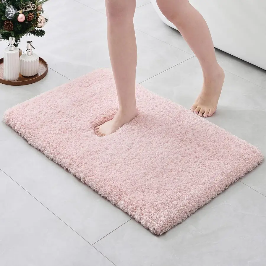 

Pink Christmas Bathroom Rugs 36 24 Non Slip amp Super Absorbent Extra Thick Soft, Washable Bath Mat for Floor, Non Shedding Micr