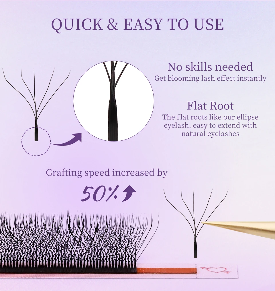 Lashprofessor 3D 4D 5D W-حجم المشجعين مسبقة الصنع YY الرموش تمديد 3D الجنية البرسيم بلوم جلدة رقيقة سبايك قاعدة الرموش الصناعية