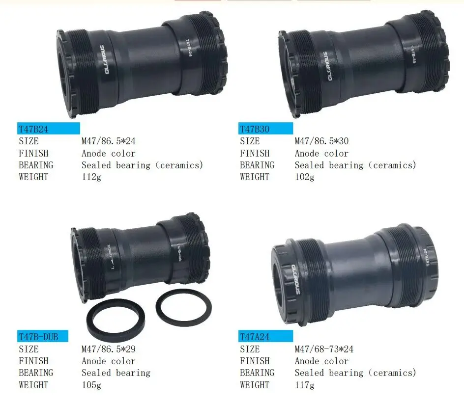 Bicycle Ceramic Bottom Bracket T47 BB68/BB92 68/73MM Threaded BB MTB Sealed Bearings Road Bike