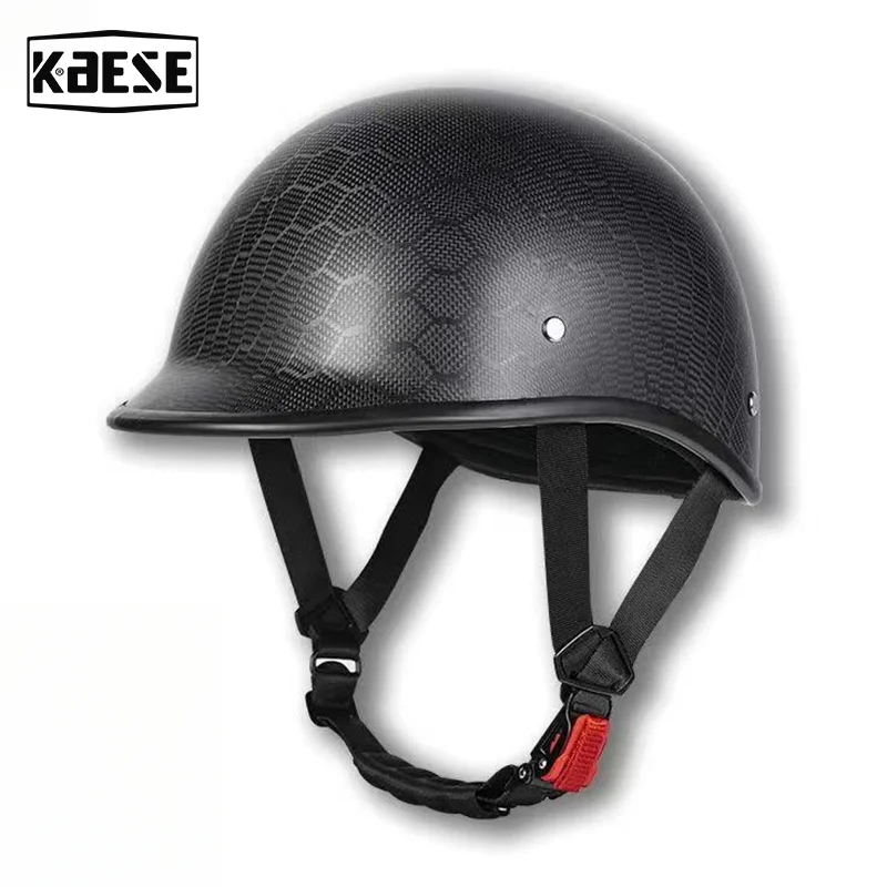 

Matte Sanke Carbon Fiber Retro Half Helmets for Men Women Spring and Summer Pedal Cruise Motorcycles Large-sized Riding Ladles