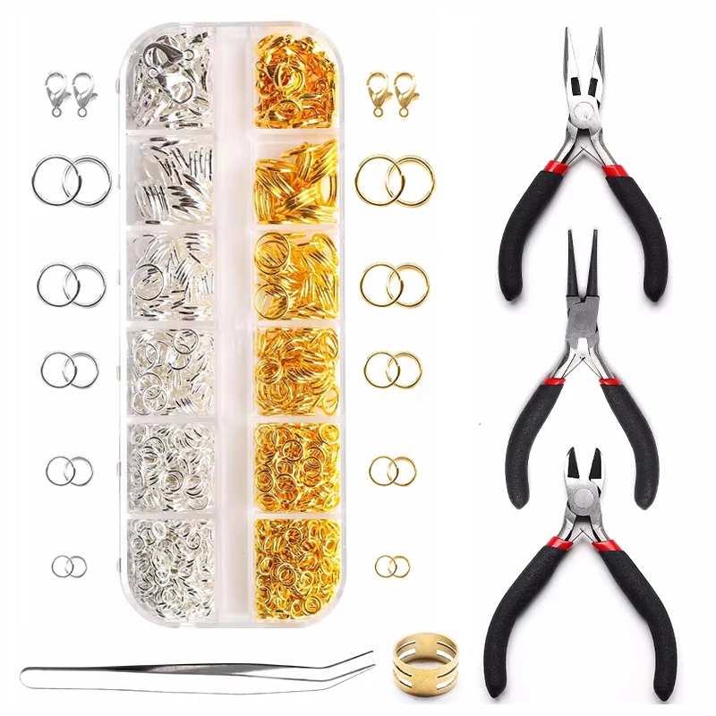 

Jewelry Findings Kits Jewelry Pliers Lobster Clasp Open Jump Rings for DIY Bracelet Necklace Chain Accessories Making Supplies