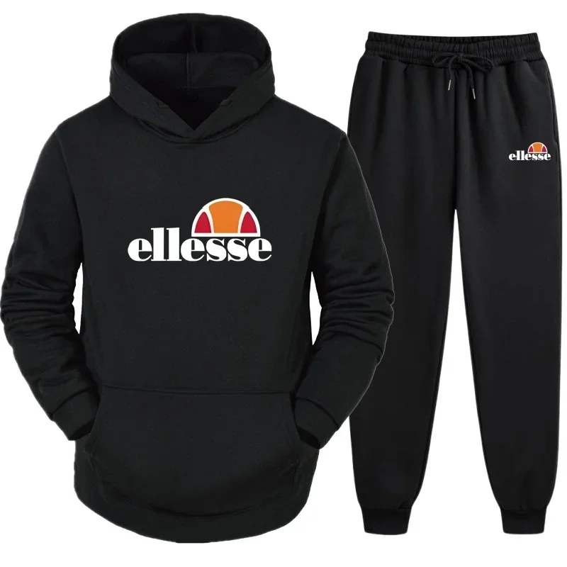 Nuevo conjunto deportivo informal de manga larga con capucha para hombre, de la marca Ellesse, multifuncional, moderno y de estilo deportivo, compuesto por una sudadera con capucha y otra prenda, en un conjunto de dos piezas.