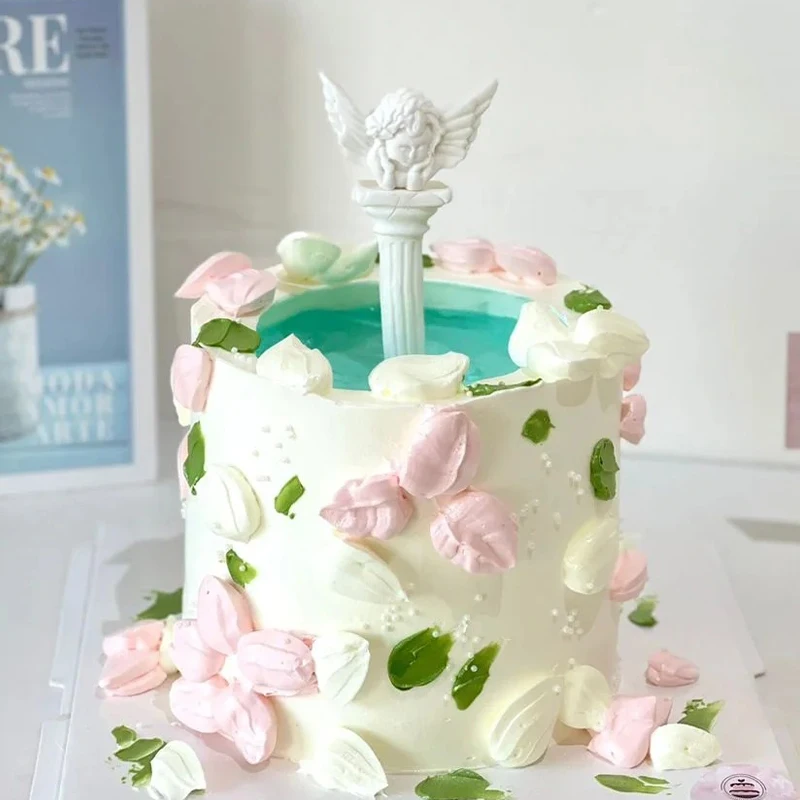 Силиконовая форма для украшения торта на день рождения ng Pool Little Angel, винтажная водная колонна, фонтан, кухонные инструменты для выпечки