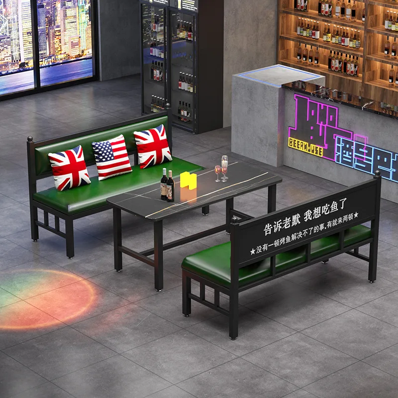 Retro industrial style bar Clear bar BBQ shop Table and chairs Coffee restaurant Music dining bar Pub Commercial booth sofa