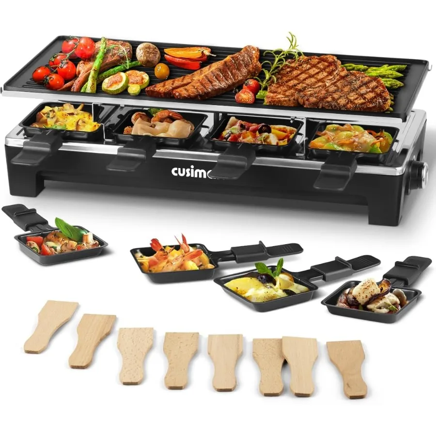 

Настольный гриль Raclette, электрический гриль, комнатный гриль, корейский гриль-барбекю с двусторонней антипригарной пластиной 2 в 1, блинница с регулировкой