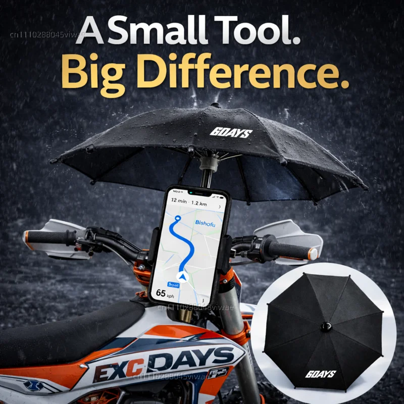 For EXC 6days Motorcycle Phone Umbrella Holder Waterproof Sunshade Anti Glare Rainproof Handlebar GPS Mount