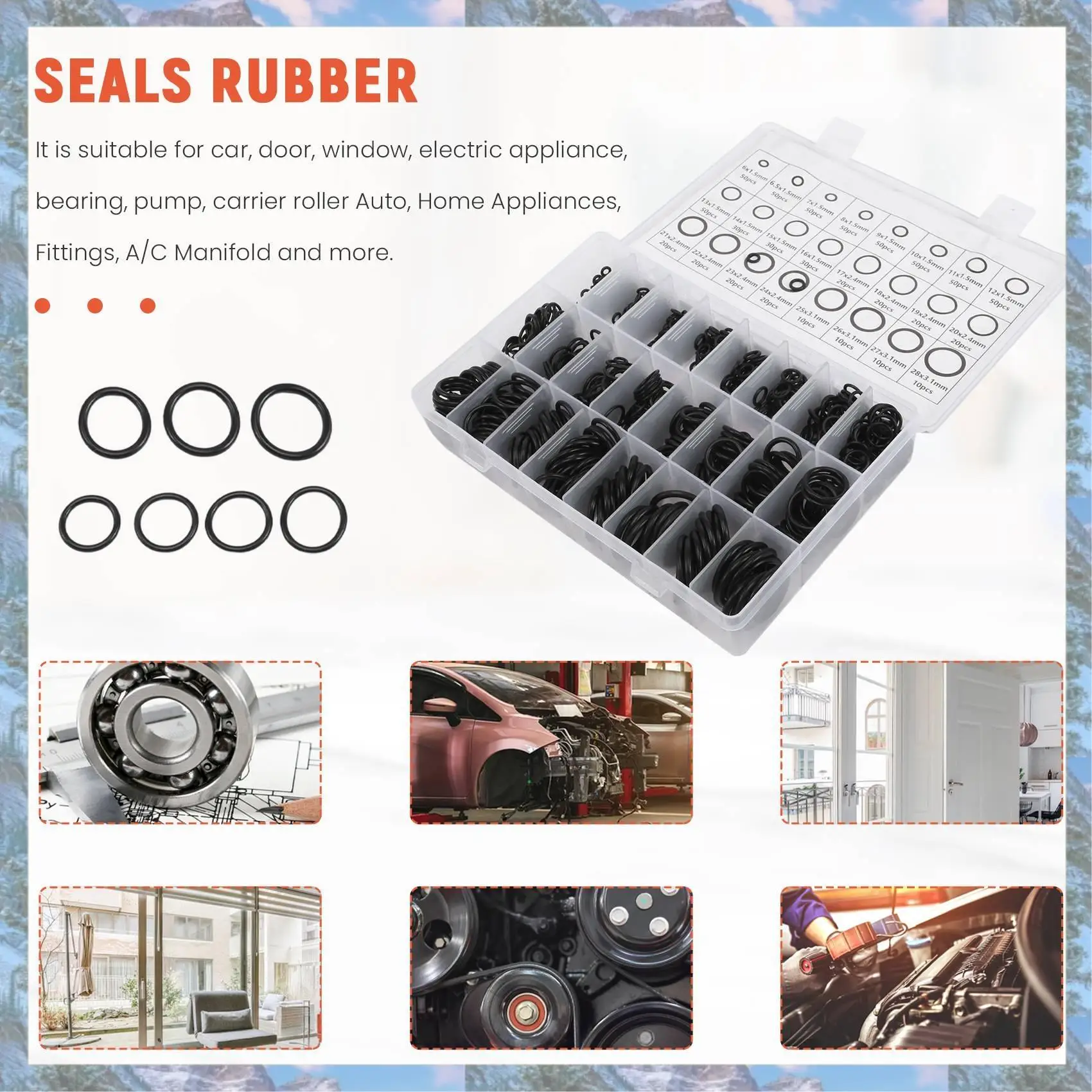 

X16A 2025 NEW-Nitrile Rubber O Ring Set With Hook Tools NBR Seal Rings Gasket Oring Oil-Resistant Sealing O-Ring Kit