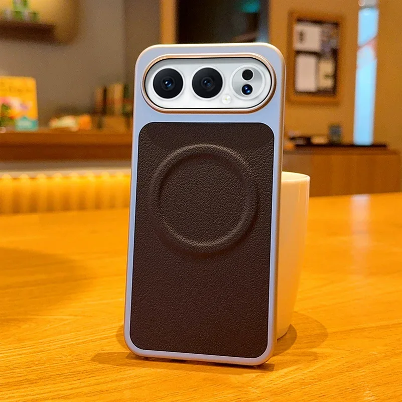 حافظة مغناطيسية بنمط ليتشي من الجلد بلون نقي لهاتف Honor 500 Pro كاميرا كاملة الحزمة ذات حافة صلبة غطاء مقاوم للصدمات