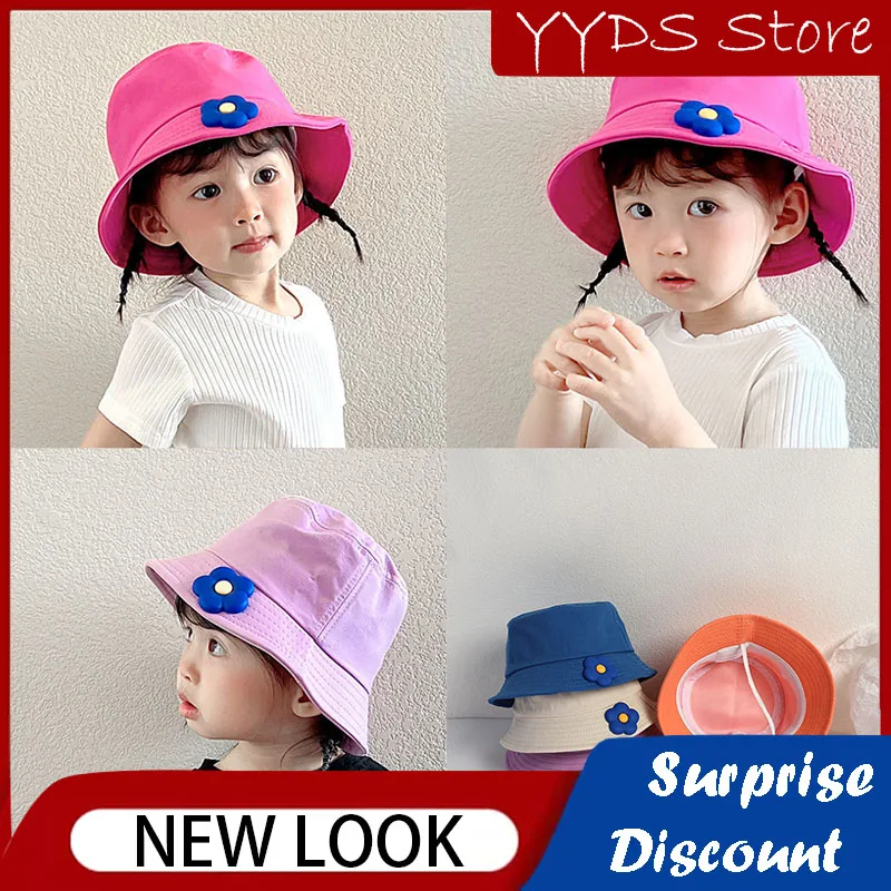 Summer Children's Fisherman Hat Cotton Three-dimensional Small Flowers Male and Female Baby Sun Hat Travel Beach Fishing Hat