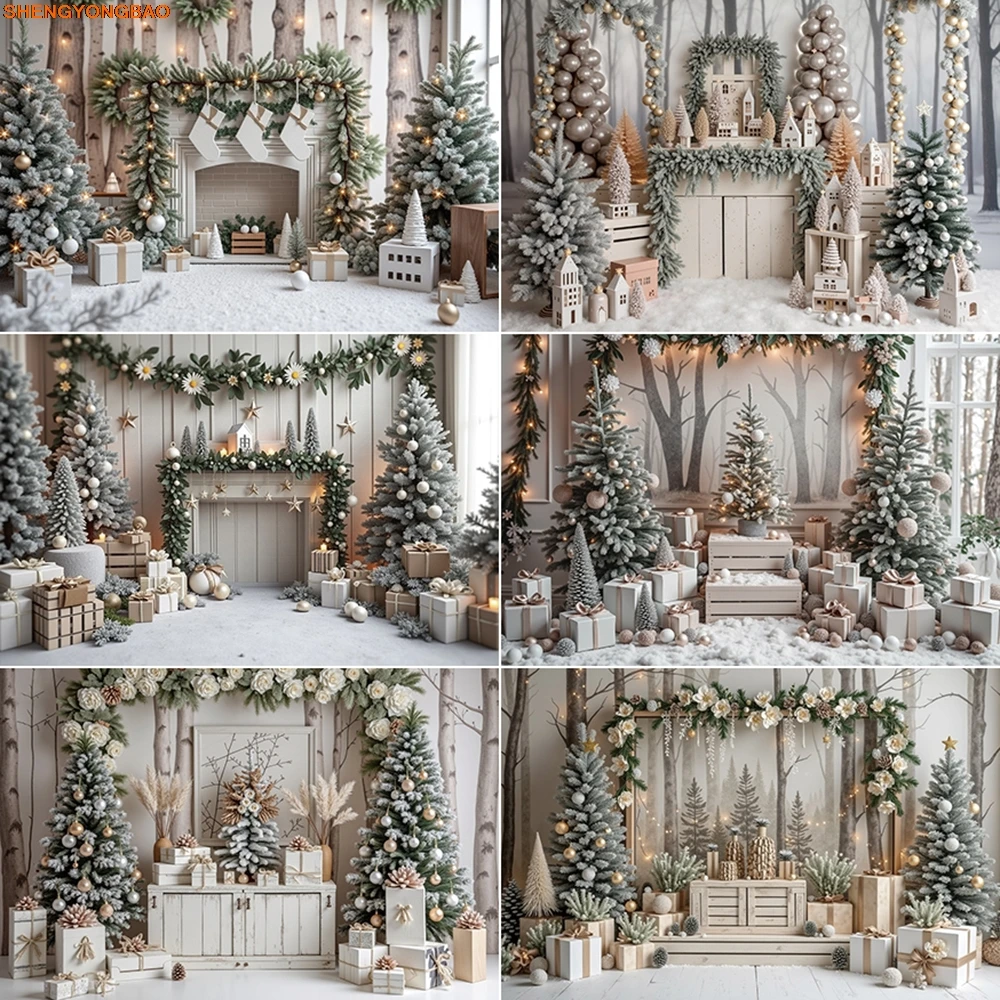 

2025 Christmas Background Photography Home Decoration Xmas Tree Candles Photocall Backdrop Baby Photo Studio Accessories