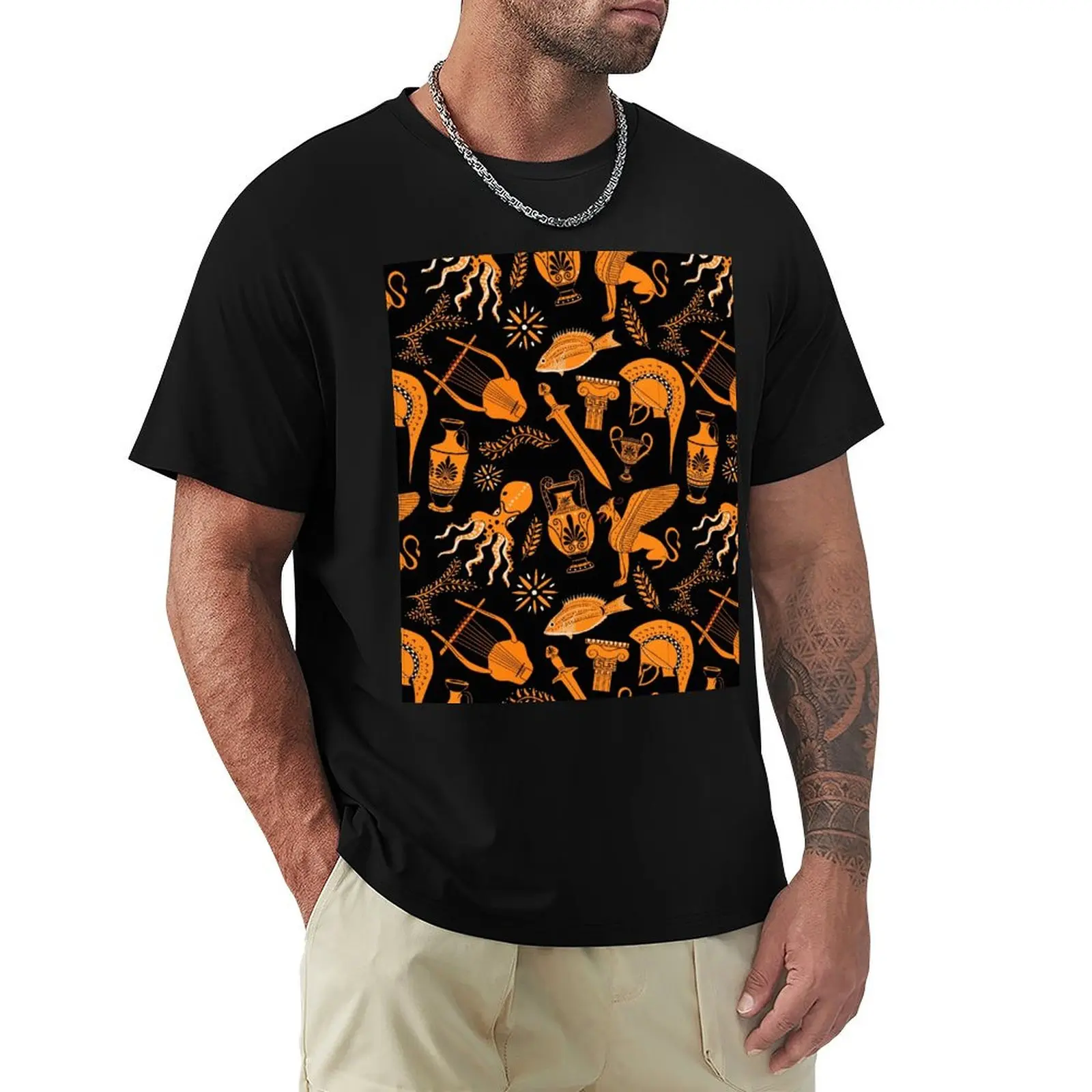 

Ancient Greek Red Figure Pottery Pattern T-Shirt vintage t shirts new gifts and t-shirts boys whites Men's t-shirts