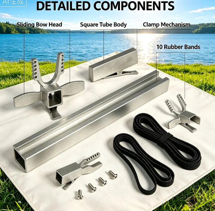 10-Strand Rubber Belt  Assembly Accessories Square Tube Special Sliding Bow Head, Handheld Portable Stainless Steel Accessories