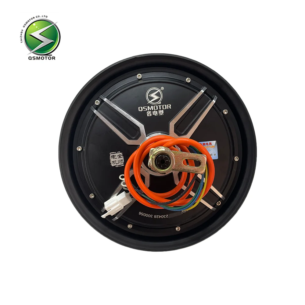 QSMOTOR 10 Inch V2 1200W 35H 96V Brushless DC Permanent Magnet Drum Brake Motor For Electric Bicycles Motorcycles IE4 Efficiency